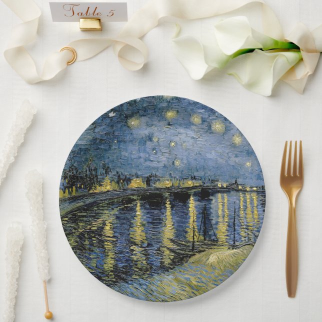 Starry Night Vincent van Gogh Pappteller (Hochzeit)