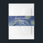 Starry Night Vincent van Gogh Personalisiert Einladungsbanderole<br><div class="desc">Diese wunderschönen, feinen Bauchbands zeigen ein nahes Bild des niederländischen postimpressionistischen Malers Vincent van Gogh, dessen berühmtes Gemälde "The Starry Night" ist. In den 1880er Jahren, als er während seines bleibe am Asyl von Saint Remy bemalt wurde, stellte van Gogh die sanften Hügel und Zypressen dar, die er aus seinem...</div>