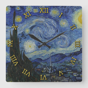 Starry Night Vincent van Gogh Quadratische Wanduhr