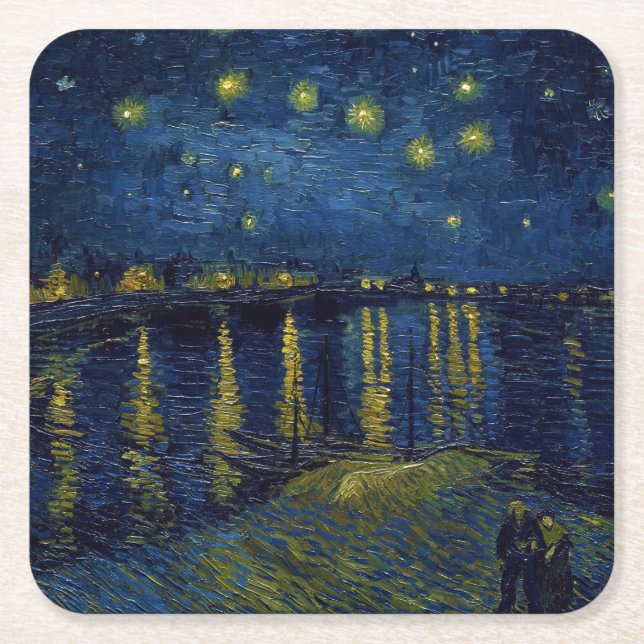 Starry Night, Vincent van Gogh Rechteckiger Pappuntersetzer (Vorderseite)