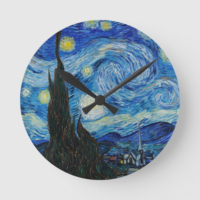 Starry Night Vincent Van Gogh   Runde Wanduhr (Vorderseite)