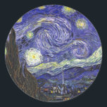 Starry Night, Vincent Van Gogh. Runder Aufkleber<br><div class="desc">Starry Night,  Vincent Van Gogh. Der berühmte Impressionismus der schönen Kunst.</div>