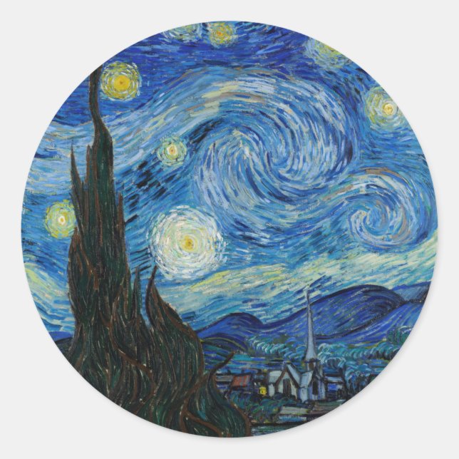 Starry Night | Vincent van Gogh Runder Aufkleber (Vorderseite)