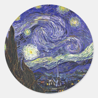 Starry Night, Vincent Van Gogh. Runder Aufkleber