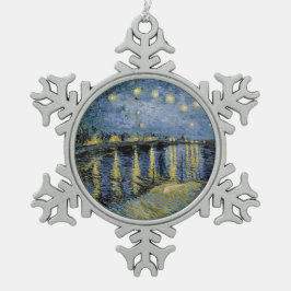 Starry Night Vincent van Gogh Schneeflocken Zinn-Ornament