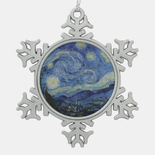 Starry Night Vincent van Gogh Schneeflocken Zinn-Ornament