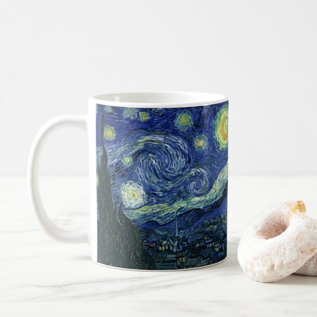 Starry Night Vincent van Gogh Vintage Malerei Art Tasse (Mit Donut)