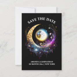 Starry night Vollmond Himmel Himmel schwarz rosa Save The Date