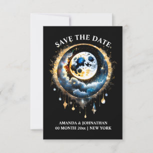 Starry night Vollmond Himmelsblau Gold Save The Date
