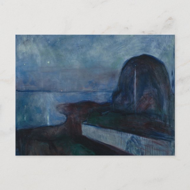 Starry night von Edvard MUNCH, symbolischer Maler Postkarte (Vorderseite)