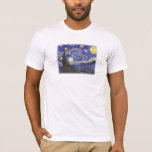 Starry Night von Van Gogh Basic T - Shirt<br><div class="desc">Van Gogh's ikonisches Abendgemälde mit verblasster Kante für ein besseres T - Shirt-Design.</div>