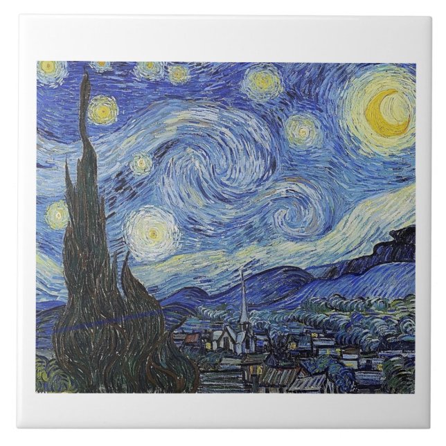Starry Night von Van Gogh, Fine Art, Fliese (Vorderseite)