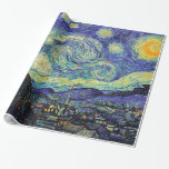 Starry Night von van Gogh Geschenkpapier<br><div class="desc">Van Gogh war besessen von der Symbolik der leuchtenden Objekte und der Farbe. Die Lampe war ein Symbol für Ruhe und Sicherheit. Der Stern symbolisierte den Glauben,  und Gaslicht,  menschliche Realitäten. Tief ultramarineblau war unendlich,  während Rot und Grün "diese schrecklichen Dinge,  die Leidenschaften der Männer ausgedrückt.</div>