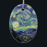 Starry Night von van Gogh Keramikornament<br><div class="desc">Van Gogh war besessen von der Symbolik der leuchtenden Objekte und der Farbe. Die Lampe war ein Symbol für Ruhe und Sicherheit. Der Stern symbolisierte den Glauben,  und Gaslicht,  menschliche Realitäten. Tief ultramarineblau war unendlich,  während Rot und Grün "diese schrecklichen Dinge,  die Leidenschaften der Männer ausgedrückt.</div>