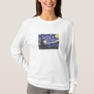 Starry Night von Van Gogh Ladys Langarm-Shirt T-Shirt