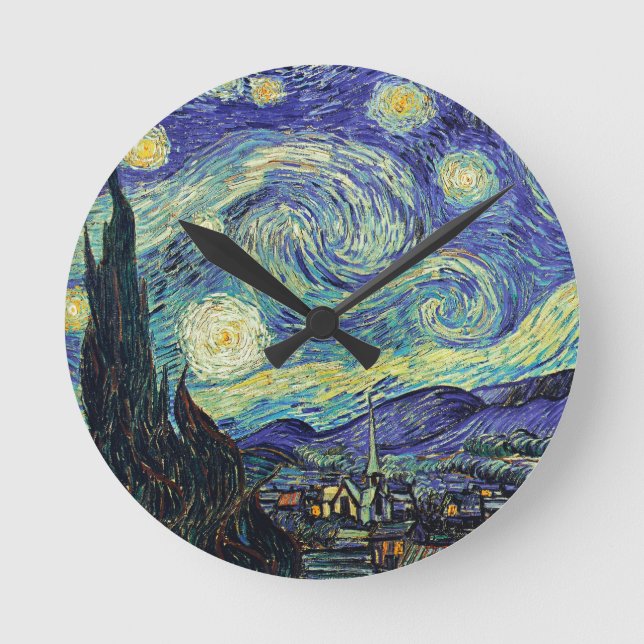Starry Night von van Gogh Runde Wanduhr (Vorderseite)