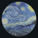 "Starry Night" von Van Gogh Runder Aufkleber<br><div class="desc">Dieses Design zeichnet sich durch eine hochauflösende Reproduktion von Van Goghs berühmtem "Starry Night" Gemälde aus.</div>