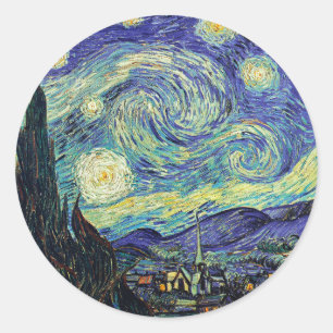 Starry Night von van Gogh Runder Aufkleber