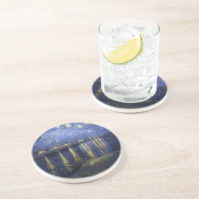 Starry Night von van Gogh Sandstein Untersetzer (Seite)