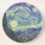 Starry Night von van Gogh Sandstein Untersetzer<br><div class="desc">Van Gogh war besessen von der Symbolik der leuchtenden Objekte und der Farbe. Die Lampe war ein Symbol für Ruhe und Sicherheit. Der Stern symbolisierte den Glauben, und Gaslicht, menschliche Realitäten. Tief ultramarineblau war unendlich, während Rot und Grün "diese schrecklichen Dinge, die Leidenschaften der Männer ausgedrückt.</div>