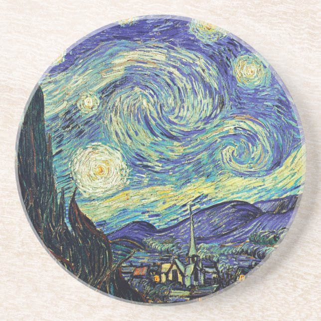 Starry Night von van Gogh Sandstein Untersetzer (Vorne)