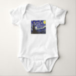 Starry Night von Van Gogh Säugling Strampler<br><div class="desc">Van Gogh's ikonisches Abendgemälde mit verblasster Kante für ein besseres T - Shirt-Design.</div>