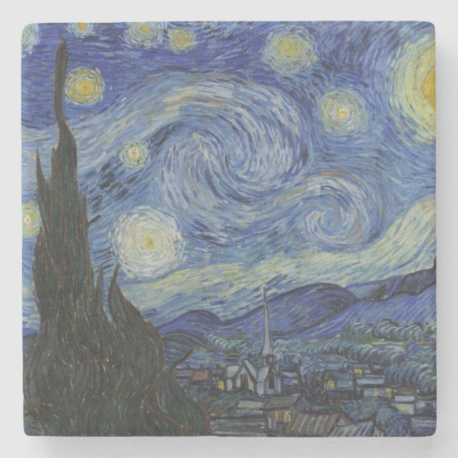 "Starry Night" von Van Gogh Steinuntersetzer (Vorderseite)