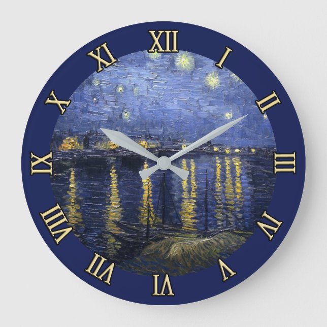 Starry Night von van Gogh Wall Clock Große Wanduhr (Vorderseite)