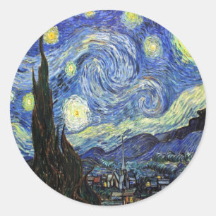 Starry Night von Vincent Van Gogh 1889 Runder Aufkleber