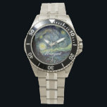 Starry Night von Vincent van Gogh. Armbanduhr<br><div class="desc">Starry Night von Vincent van Gogh. Die berühmteste Kunst,  Impressionismus,  LandschaftsÖlmalerei. Lieblings und geliebt von vielen Menschen. Eine wunderschöne blaue Sternennacht mit gelben Fantasiestars aus Hoffnung und Freude.</div>