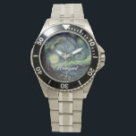 Starry Night von Vincent van Gogh. Armbanduhr<br><div class="desc">Starry Night von Vincent van Gogh. Die berühmteste Kunst,  Impressionismus,  LandschaftsÖlmalerei. Lieblings und geliebt von vielen Menschen. Eine wunderschöne blaue Sternennacht mit gelben Fantasiestars aus Hoffnung und Freude.</div>