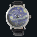 Starry Night von Vincent van Gogh Armbanduhr<br><div class="desc">Starry Night by Vincent van Gogh ist ein Vintages, kunstvolles Post-Impressionismus Landschaft Stadtbild mit Blick auf Saint Remy, Frankreich aus van Gogh Asyl. Der Nachthimmel wirbelt mit Wolken und leuchtendem Halbmond und strahlenden Sternen über dem malerischen Dorf. Starry Night ist wahrscheinlich van Goghs berühmteste Gemälde und wurde während des Tages...</div>