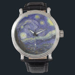 Starry Night von Vincent van Gogh Armbanduhr<br><div class="desc">Starry Night by Vincent van Gogh ist ein Vintages, kunstvolles Post-Impressionismus Landschaft Stadtbild mit Blick auf Saint Remy, Frankreich aus van Gogh Asyl. Der Nachthimmel wirbelt mit Wolken und leuchtendem Halbmond und strahlenden Sternen über dem malerischen Dorf. Starry Night ist wahrscheinlich van Goghs berühmteste Gemälde und wurde während des Tages...</div>