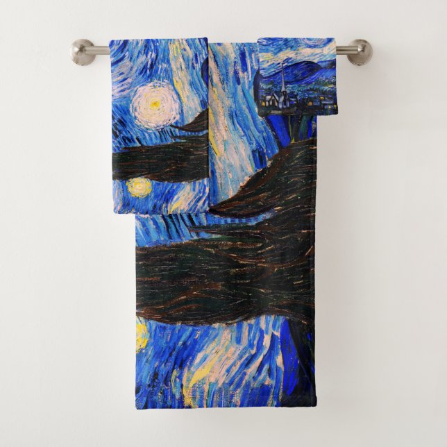 Starry Night von Vincent Van Gogh Badhandtuch Set (Insitu)