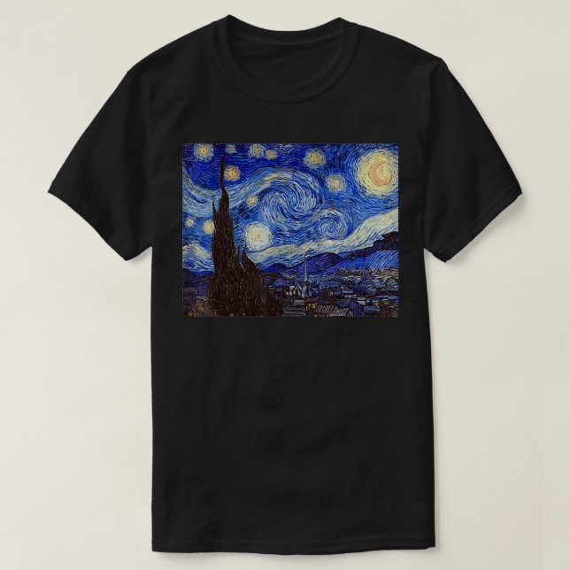 Starry Night von Vincent van Gogh Berühmte Art Pai T-Shirt (Design vorne)