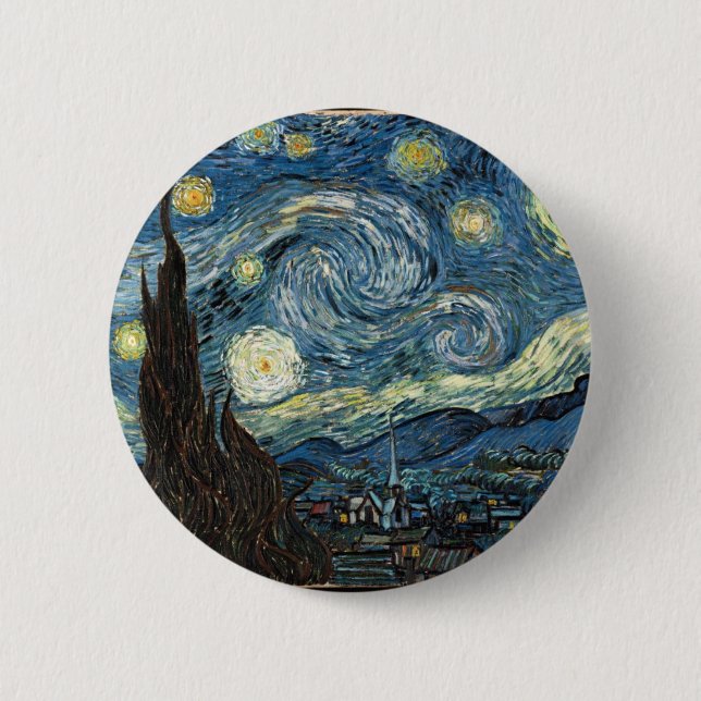 Starry Night von Vincent Van Gogh Button (Vorderseite)