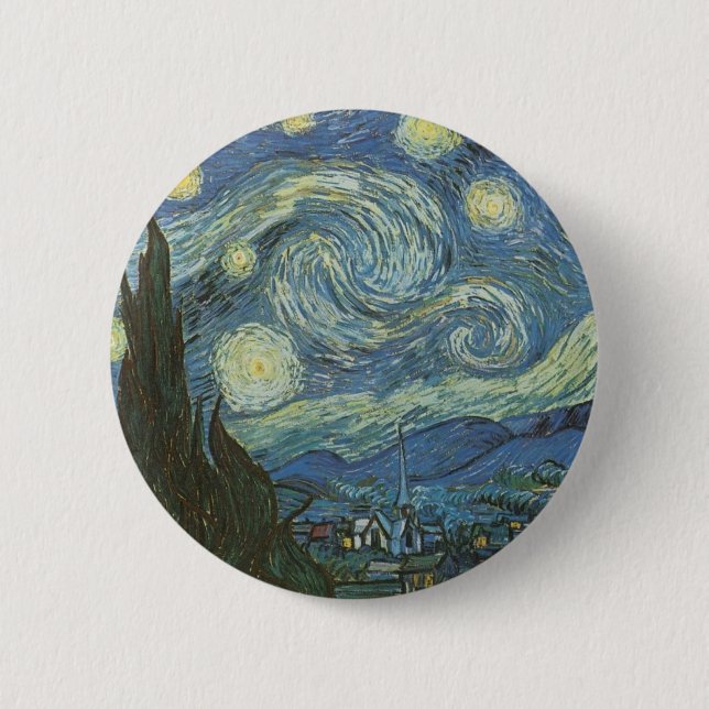 Starry Night von Vincent Van Gogh Button (Vorderseite)