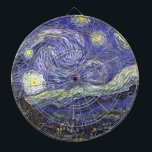 Starry Night von Vincent van Gogh Dartscheibe<br><div class="desc">Starry Night by Vincent van Gogh ist ein Vintages, kunstvolles Post-Impressionismus Landschaft Stadtbild mit Blick auf Saint Remy, Frankreich aus van Gogh Asyl. Der Nachthimmel wirbelt mit Wolken und leuchtendem Halbmond und strahlenden Sternen über dem malerischen Dorf. Starry Night ist wahrscheinlich van Goghs berühmteste Gemälde und wurde während des Tages...</div>