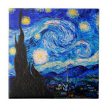 Starry Night von Vincent Van Gogh Fliese<br><div class="desc">Vincent Van Gogh The Starry Night. Das ist ein altes Meisterwerk des niederländischen Meistermalers Vincent Van Gogh. Dieses schöne Landschaftsbild hat eine schöne,  lebendige,  gesättigte Farbe. Vincent Van Gogh war ein niederträchtiger Maler. Dieses Bild ist öffentlich</div>
