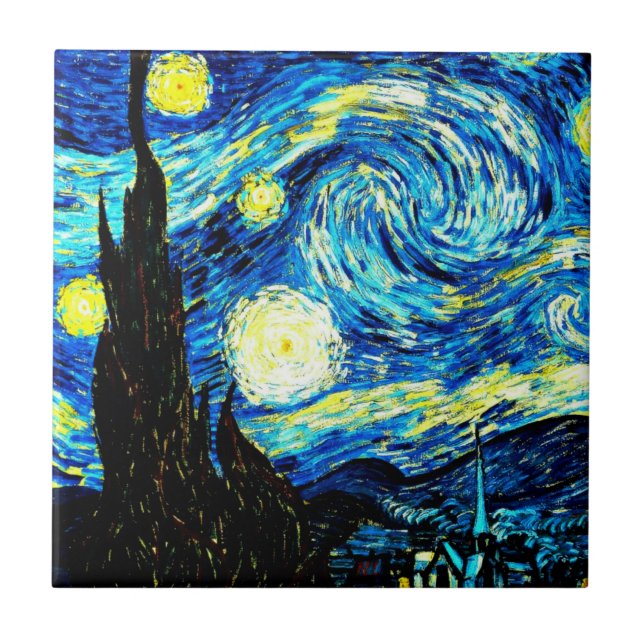 Starry Night von Vincent van Gogh Fliese (Vorderseite)