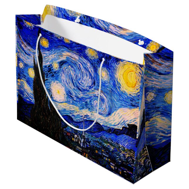 Starry Night von Vincent Van Gogh Große Geschenktüte (Rückseite Schrägansicht)