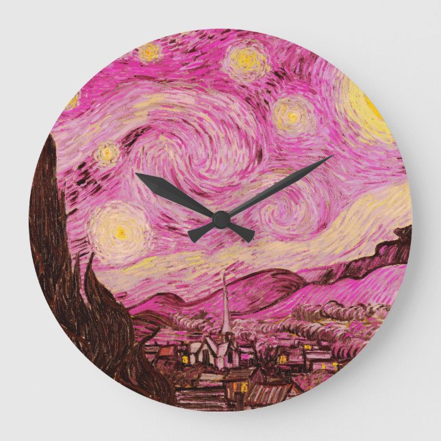 Starry Night von Vincent Van Gogh Große Wanduhr (Vorderseite)