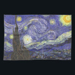 Starry Night von Vincent van Gogh Küchentuch<br><div class="desc">Starry Night by Vincent van Gogh ist ein Vintages, kunstvolles Post-Impressionismus Landschaft Stadtbild mit Blick auf Saint Remy, Frankreich aus van Gogh Asyl. Der Nachthimmel wirbelt mit Wolken und leuchtendem Halbmond und strahlenden Sternen über dem malerischen Dorf. Starry Night ist wahrscheinlich van Goghs berühmteste Gemälde und wurde während des Tages...</div>