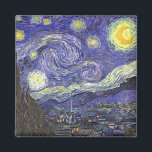 Starry Night von Vincent van Gogh Magnet<br><div class="desc">Starry Night by Vincent van Gogh ist ein Vintages, kunstvolles Post-Impressionismus Landschaft Stadtbild mit Blick auf Saint Remy, Frankreich aus van Gogh Asyl. Der Nachthimmel wirbelt mit Wolken und leuchtendem Halbmond und strahlenden Sternen über dem malerischen Dorf. Starry Night ist wahrscheinlich van Goghs berühmteste Gemälde und wurde während des Tages...</div>