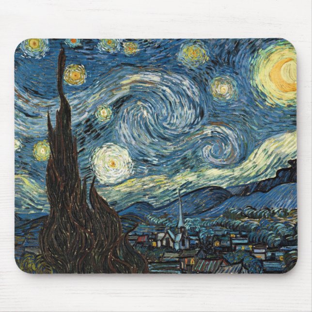 Starry Night von Vincent van Gogh Mousepad (Vorne)