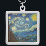 Starry Night von Vincent van Gogh Necklace Versilberte Kette<br><div class="desc">Die bekanntesten Gemälde von Van Gogh sind auf jeden Fall.</div>