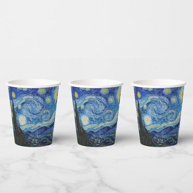 Starry Night von Vincent van Gogh Pappbecher (Multi)
