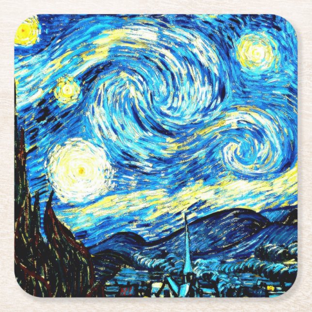 Starry Night von Vincent van Gogh Rechteckiger Pappuntersetzer (Vorderseite)