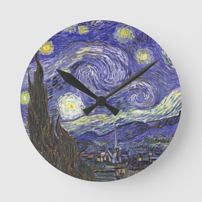 Starry Night von Vincent van Gogh Runde Wanduhr (Vorderseite)