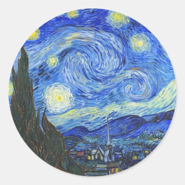 Starry Night von Vincent van Gogh Runder Aufkleber (Vorderseite)